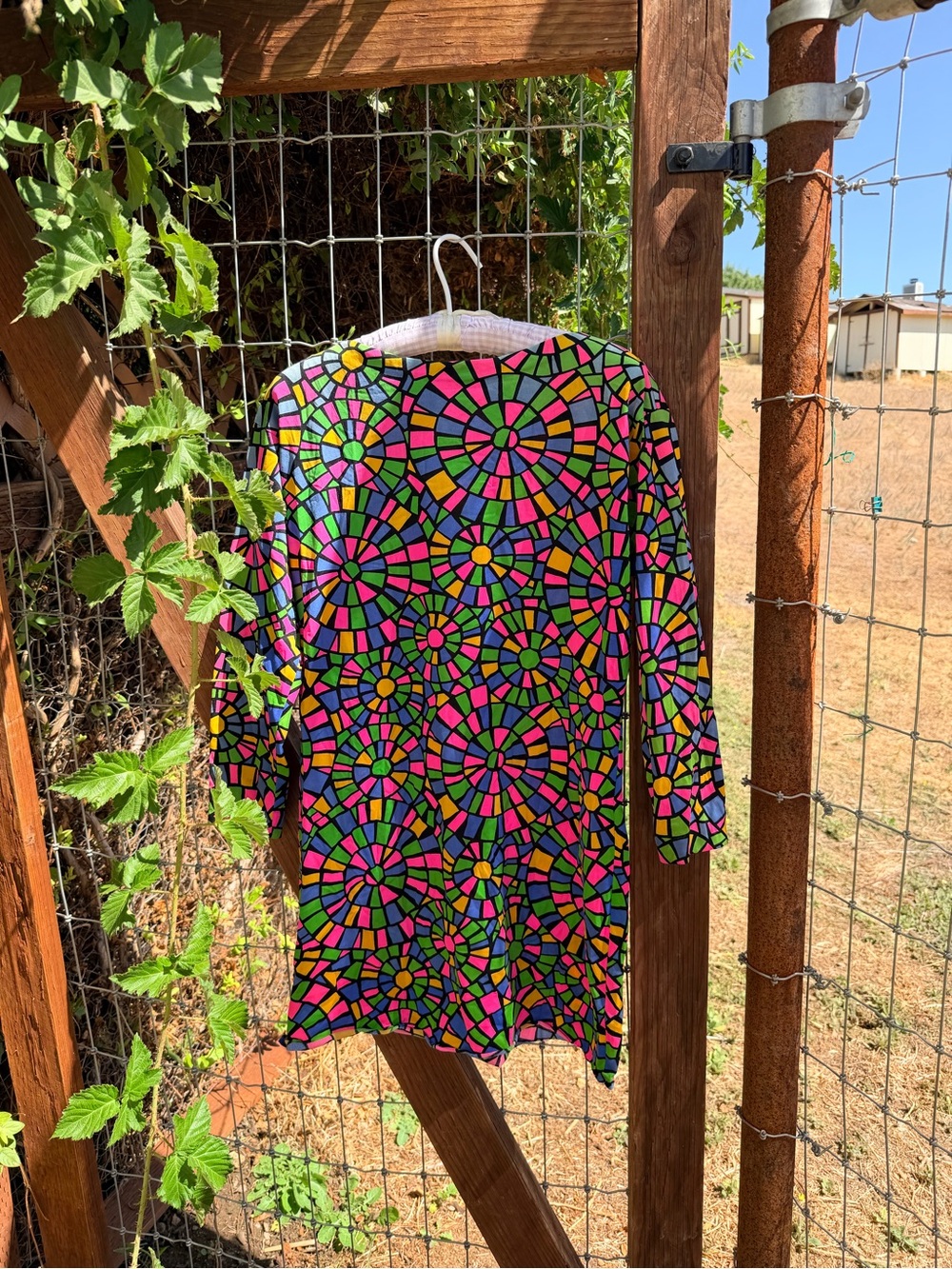 Multicolor Mosaic Print Long Sleeve mini  Dress